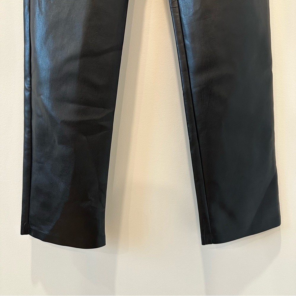 Aritzia Wilfred Melina Faux Leather Pants High Rise Straight Leg Black Size 6 - Picture 13 of 15